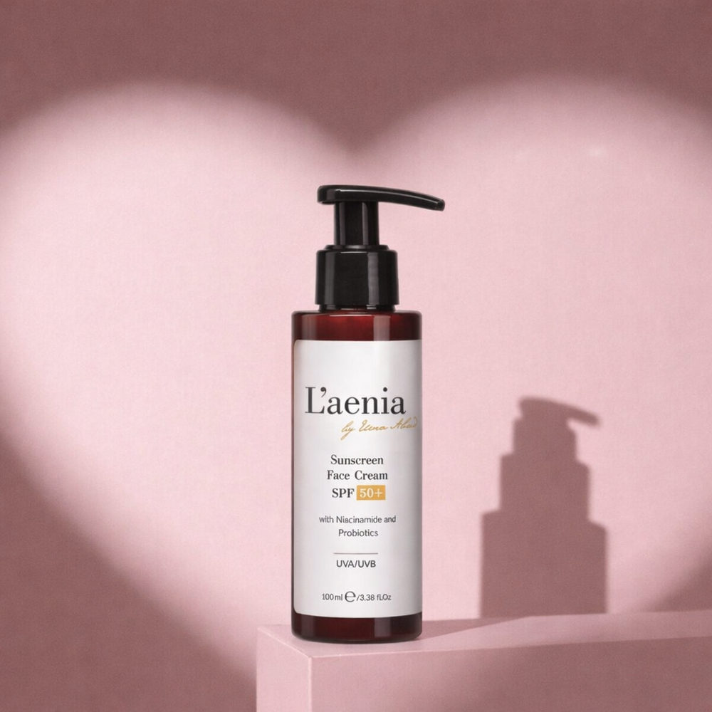 Крем за лице L'aenia SPF 50+ с ниацинамид и пробиотици – слънцезащита и хидратация за чувствителна кожа
